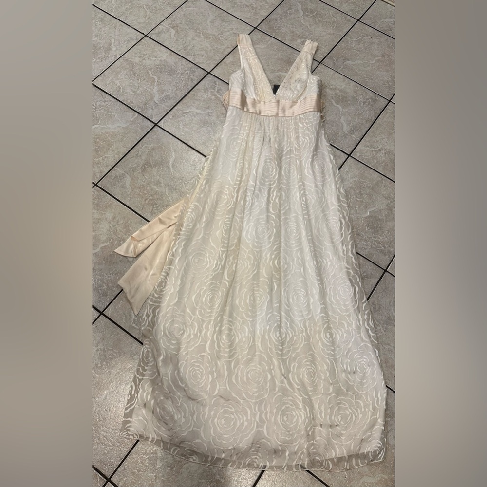 BCBG Elegant Cream Floral Gown Size 4